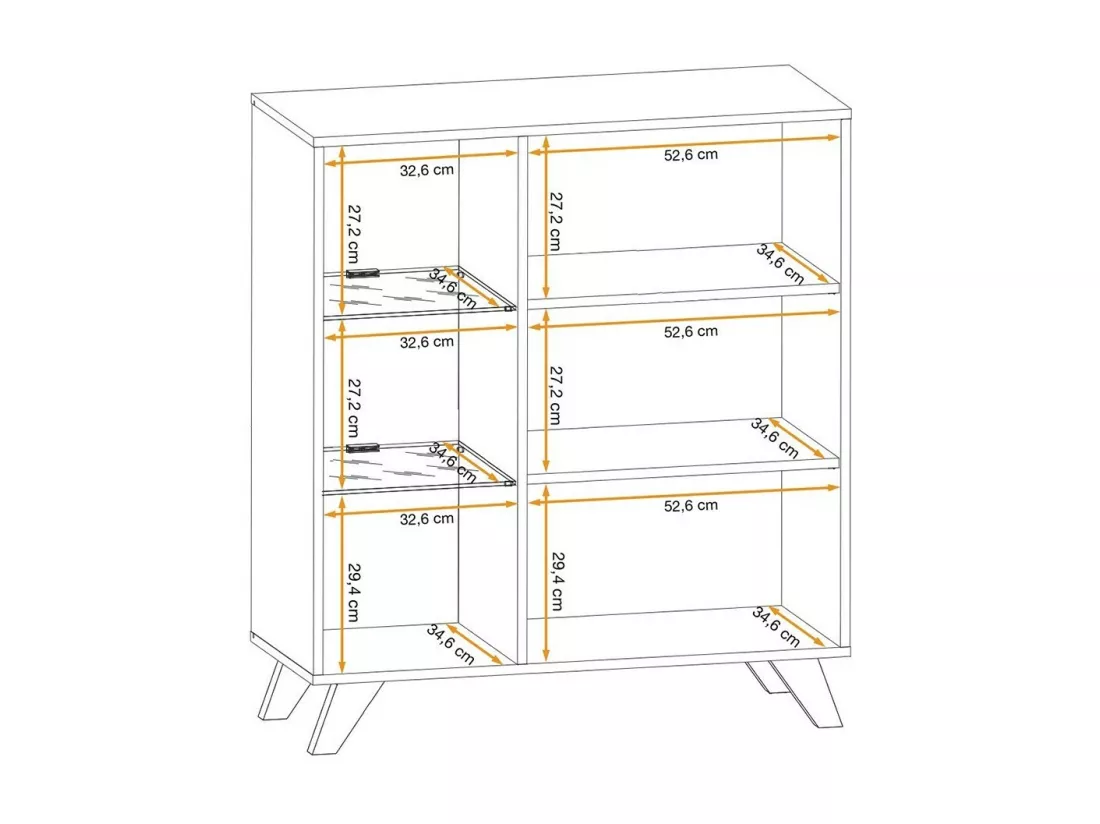Vitrine basse design NIELSEN – 2 portes avec éclairage LED intégré