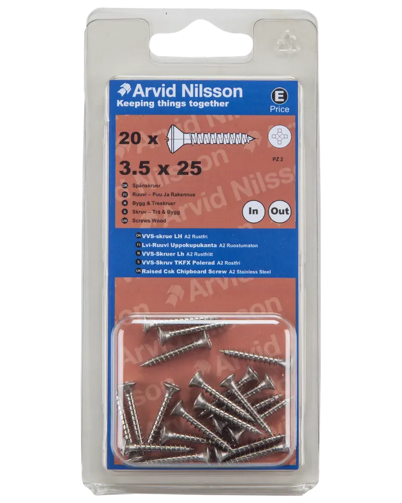 Arvid Nilsson VVS-skrue A2 3,5 x 25 mm 20-pak