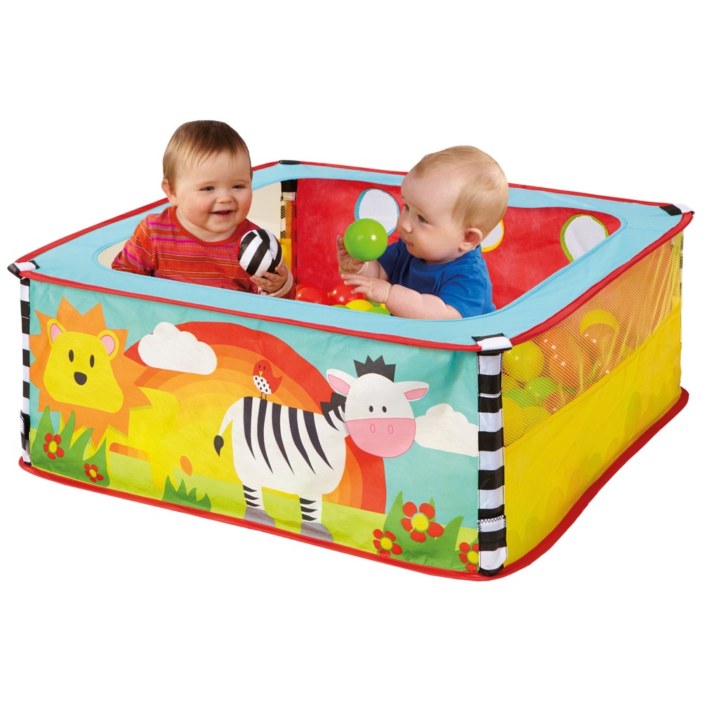 Pop-up-Bällebad für Babys mit sensorischen Elementen