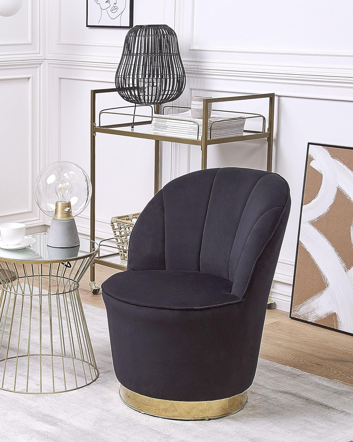 Beliani Trendy Sessel samtige Polsterbezug schwarz Alby