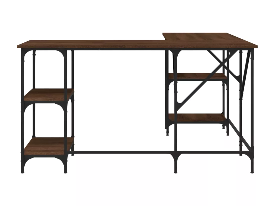 Bureau chêne marron 139x139x75 cm bois d'ingénierie