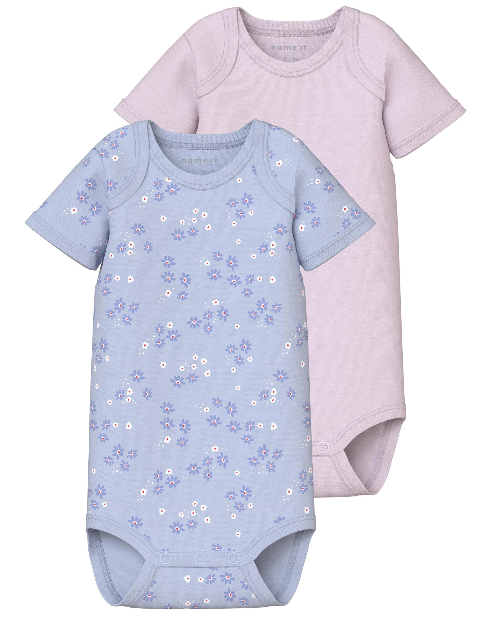 Kurzarm-Body NBFBODY FLOWER 2er Pack in blau/rosa