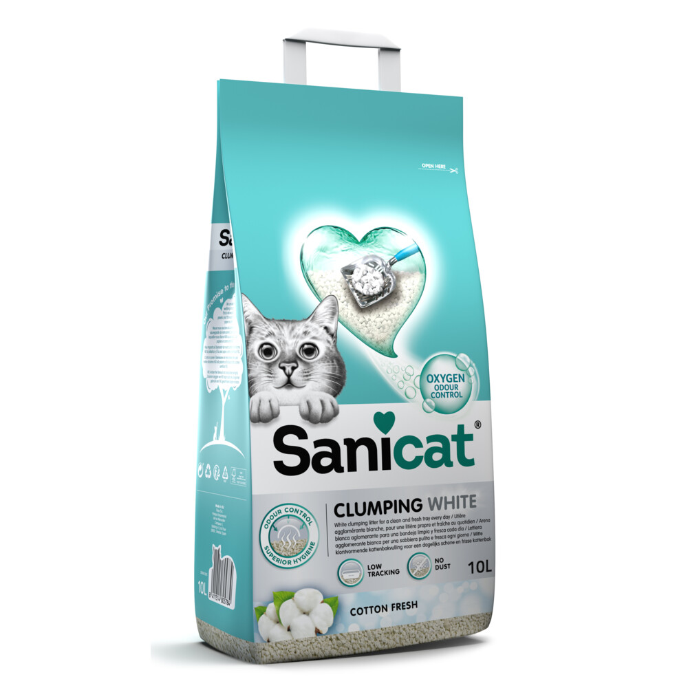Sanicat Kattenbakvulling Clumping White Cotton Fresh10 liter