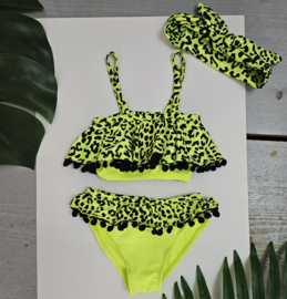 Leo everywhere pompom bikini & Headband - Geel (verzenddatum 27 feb)