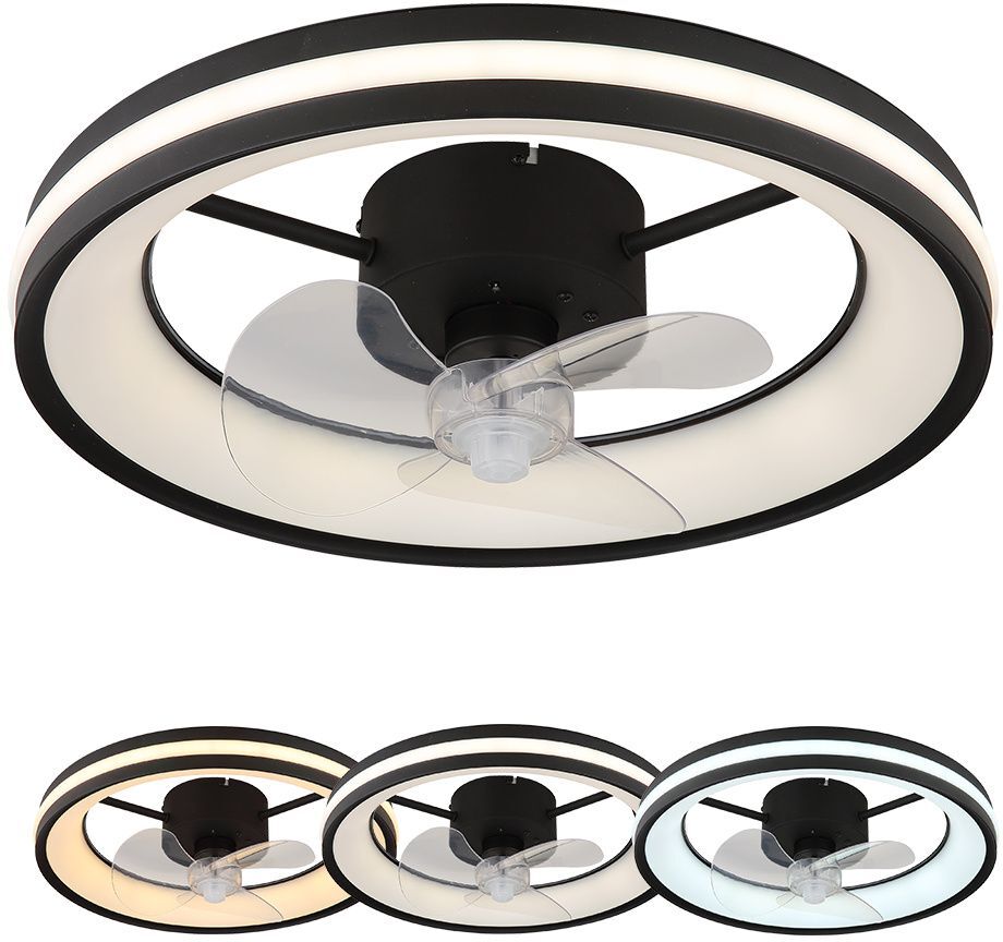 LED-Deckenventilator - schwarz-opal - Ø 49,5 cm
