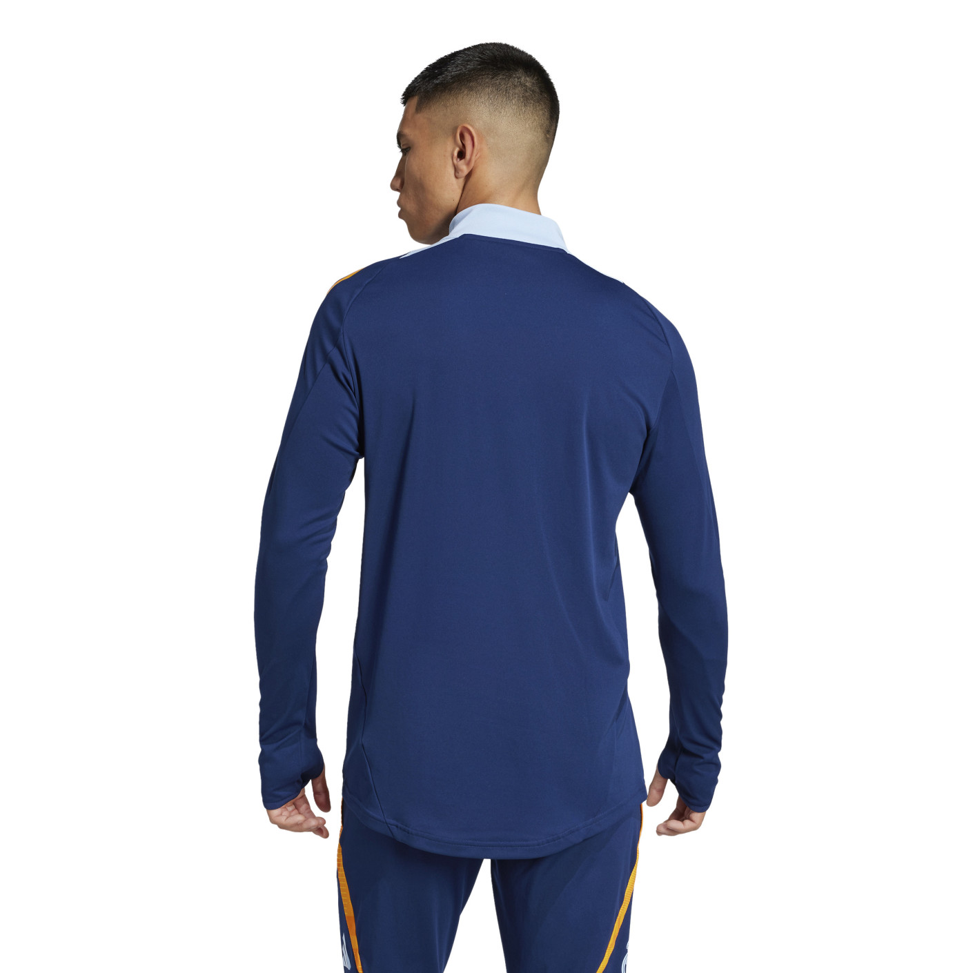 Adidas Real Madrid Trainingstrui 1/4-Zip 2024-2025 Donkerblauw Oranje Lichtblauw