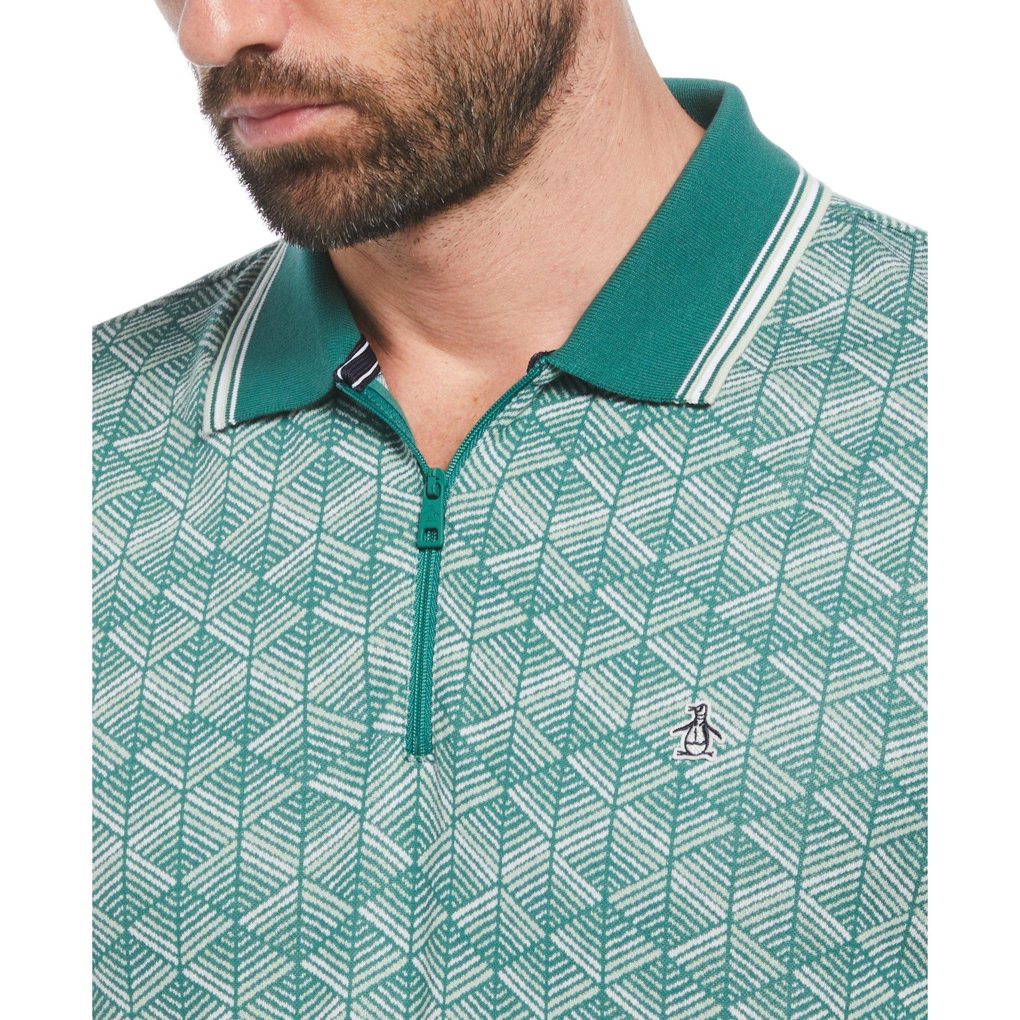 Original Penguin JacquardquarterZip Polo Shirt Mens