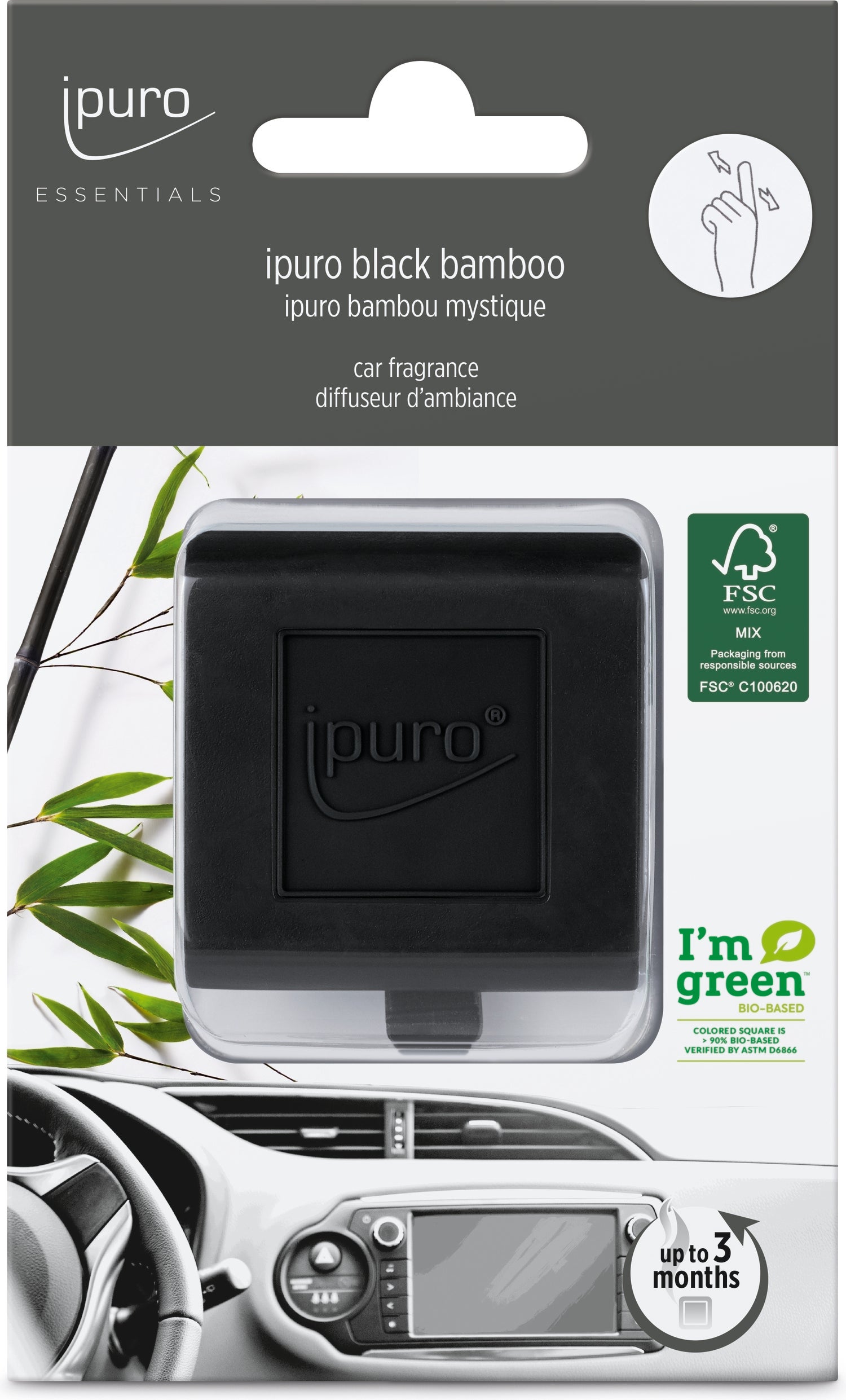 Ipuro autoclip Essentials Black Bamboo 4 x 4 cm