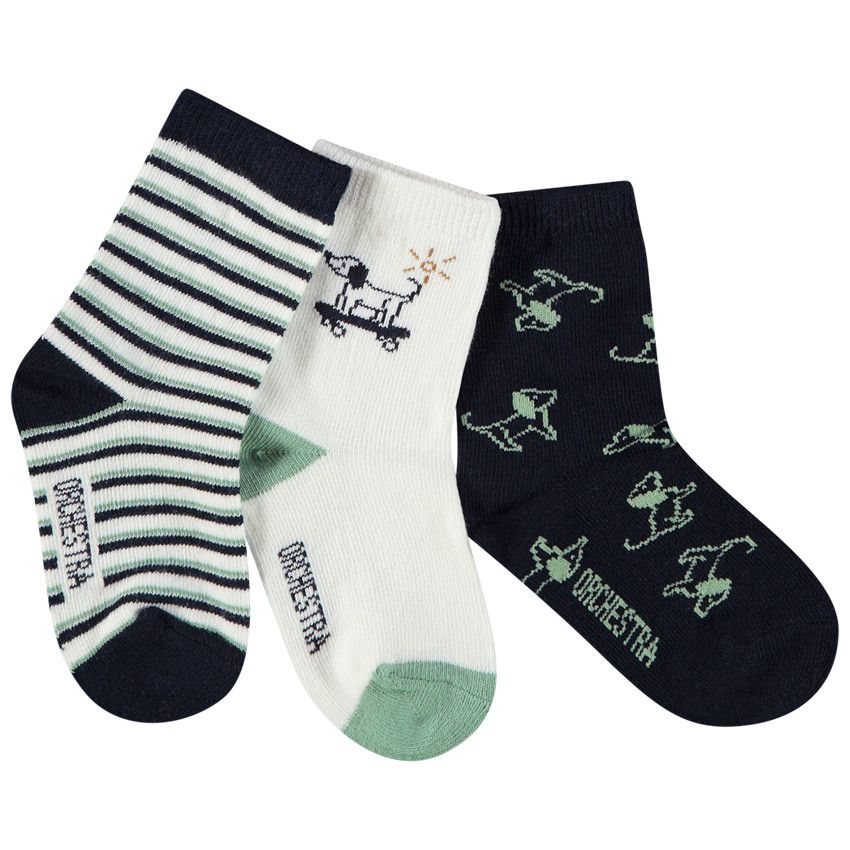 Lot de 3 paires de chaussettes Little Trip in London pour bébé garçon - Ecru