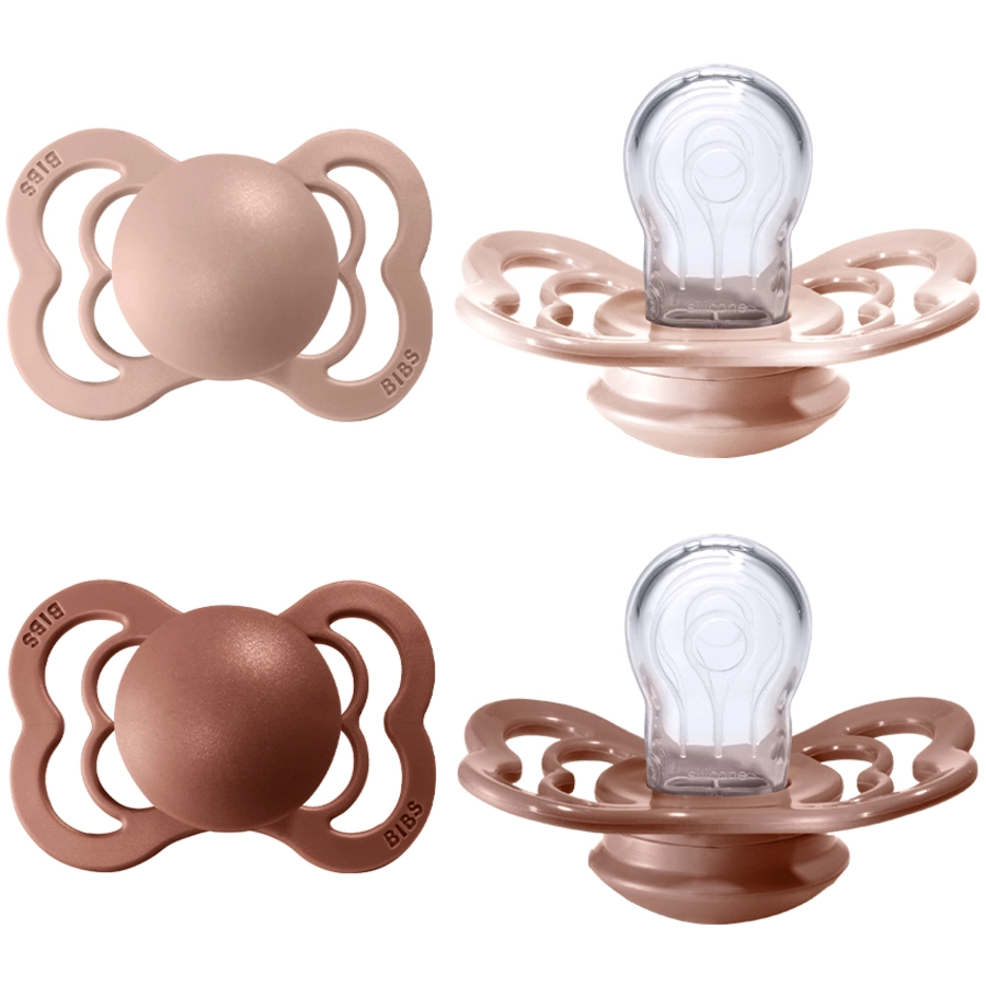BIBS® Schnuller Supreme Blush  Woodchuck Silikon 0-6 Monate, 4 Stk.