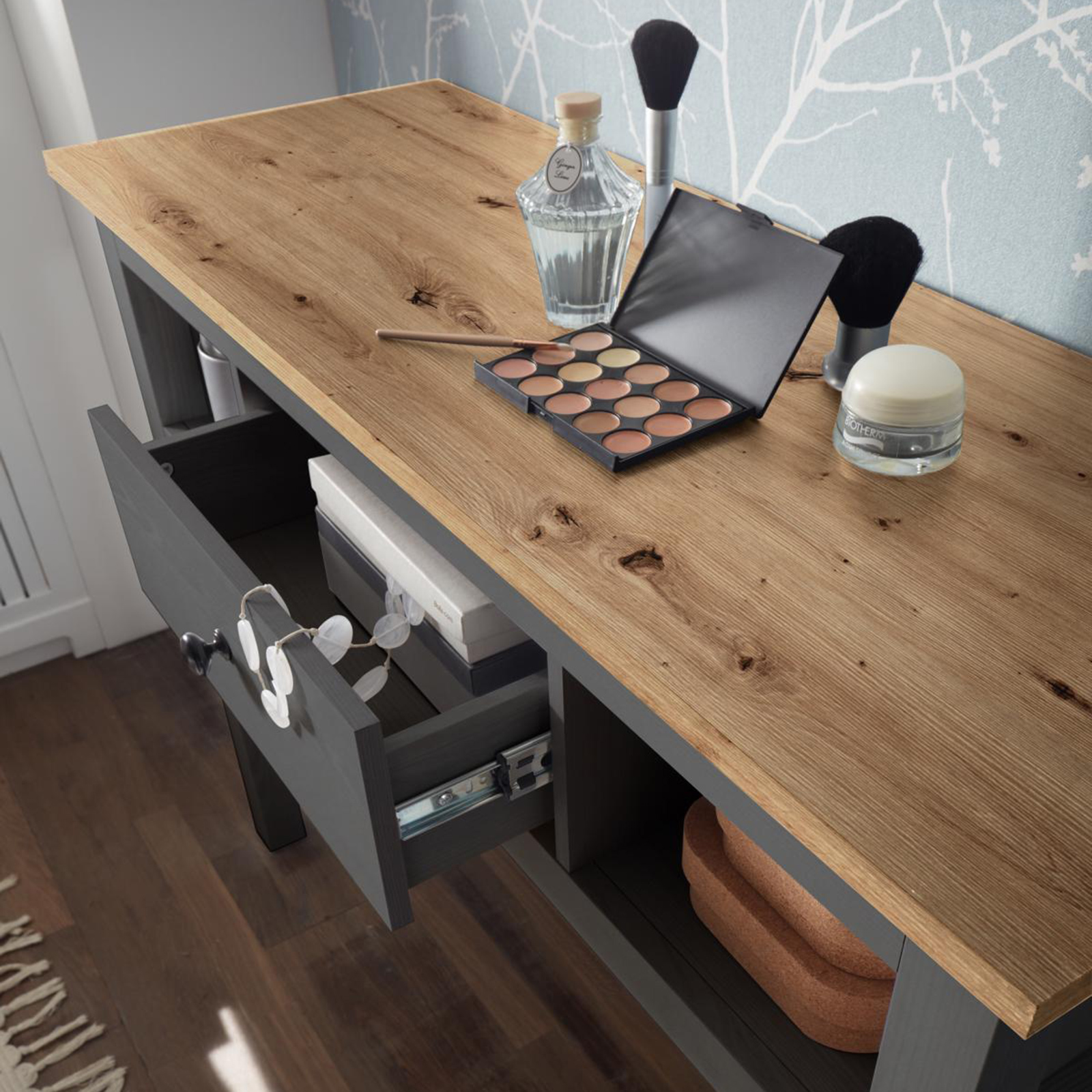Schminktisch - Graphitoptik-Artisan Eiche - mit Schubkasten