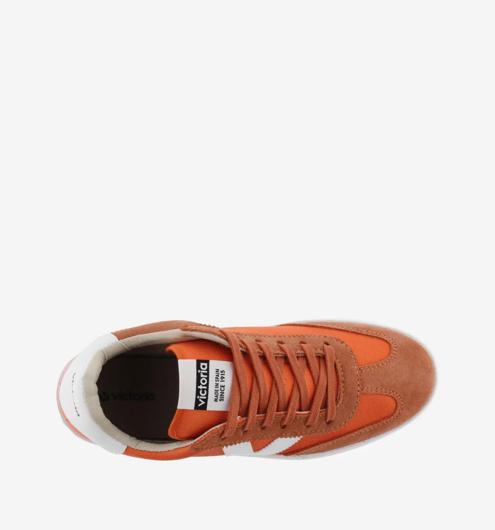 BERLÍN CUIR FENDU & NYLON Baskets monochromes unisexes NARANJA