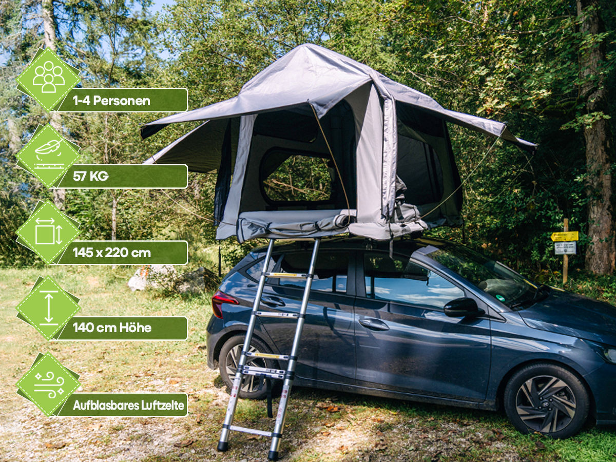 OutdoorU Sky 3 Pers. daktent incl. ladder& hoes - Grey