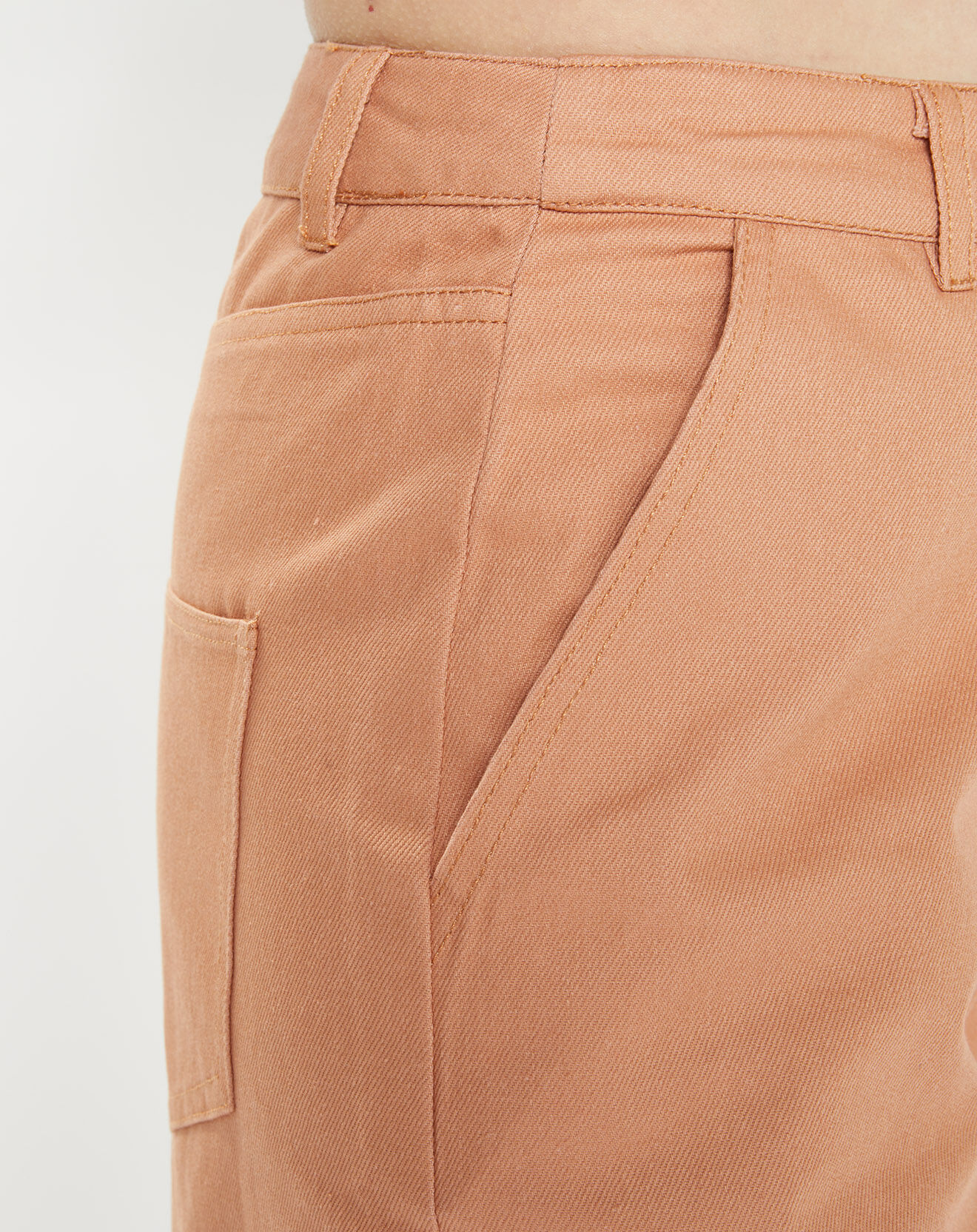 Galeries Lafayette Pantalon 7/8 en twill de coton biologique Clément rose pêche