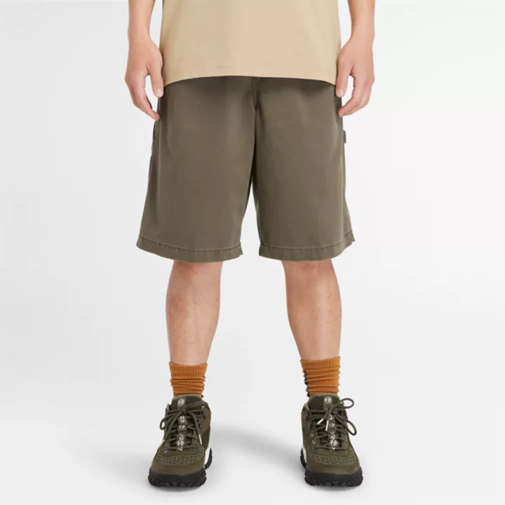 Short charpentier en sergé épais pour homme en vert