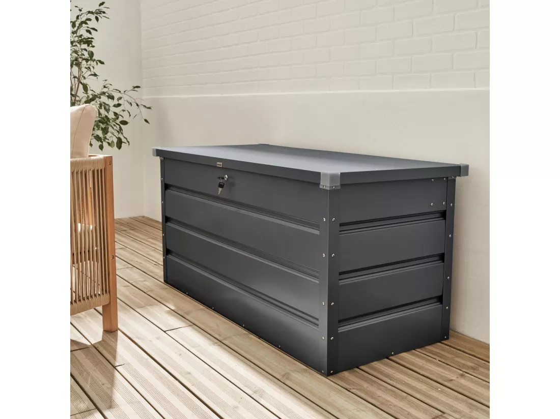 Coffre de jardin en métal - DETROIT- 385L anthracite