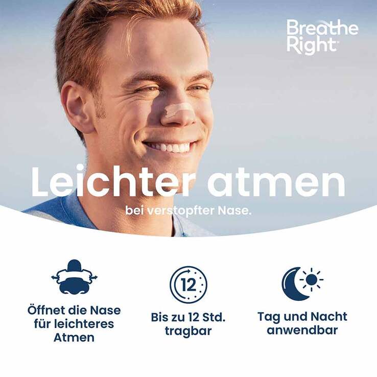 Besser Atmen Breathe Right Nasenpflaster normal transparent , 10 St