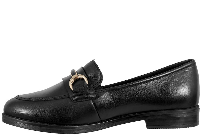 RIEKER LOAFERS I SORT GLAT SKIND MED BIDSEL