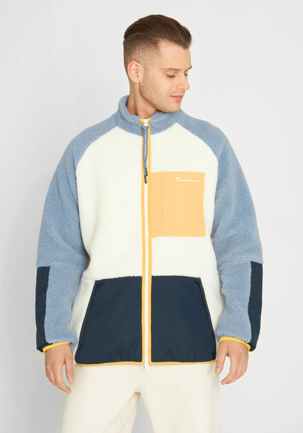 Knowledge Cotton Apparel Fleecejacke Teddy Zip Sweat Egret