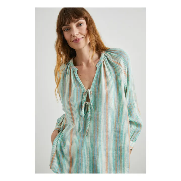 Rails Blouse Brielle Rayures Lin | Vert d'eau