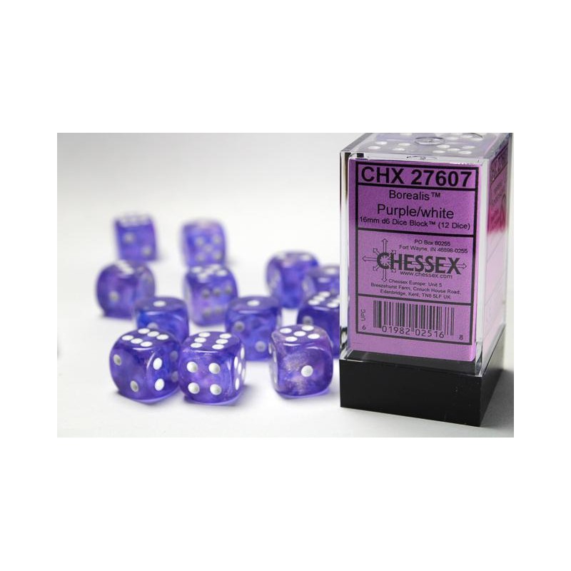 Pack de 12 dés D6 * borealis * VIOLET