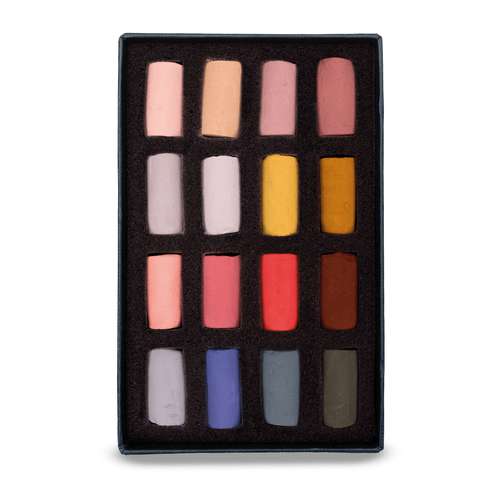 UNISON COLOUR Soft-Pastellkreiden, 16er-Sets, halbe Kreiden