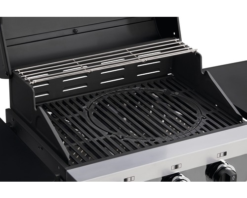 Enders Brooklyn gasbarbecue met 3 branders, 54 x 113 x 106,5 cm, zwart/zilver, inclusief dekselthermometer, grillrooster, warmhoudrek, zijplank en vetopvangbak. Grillrooster van roestvrij staal.