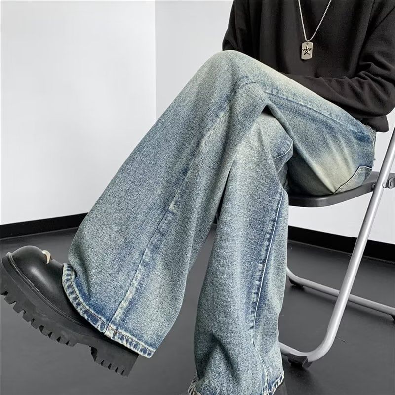 DuckleBeam - Mid Rise Washed Bootcut Jeans