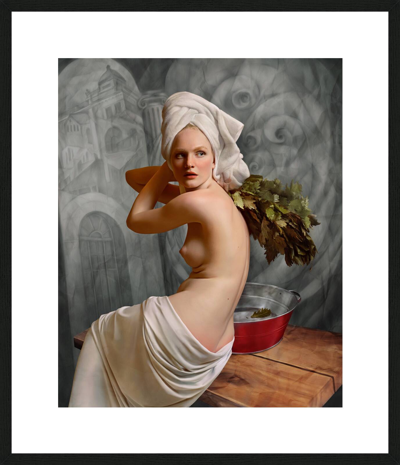 Bathing with a red basin by Andrey Yakovlev & Lili Aleeva - Limited Edition. Edition of: 150. Signed.
