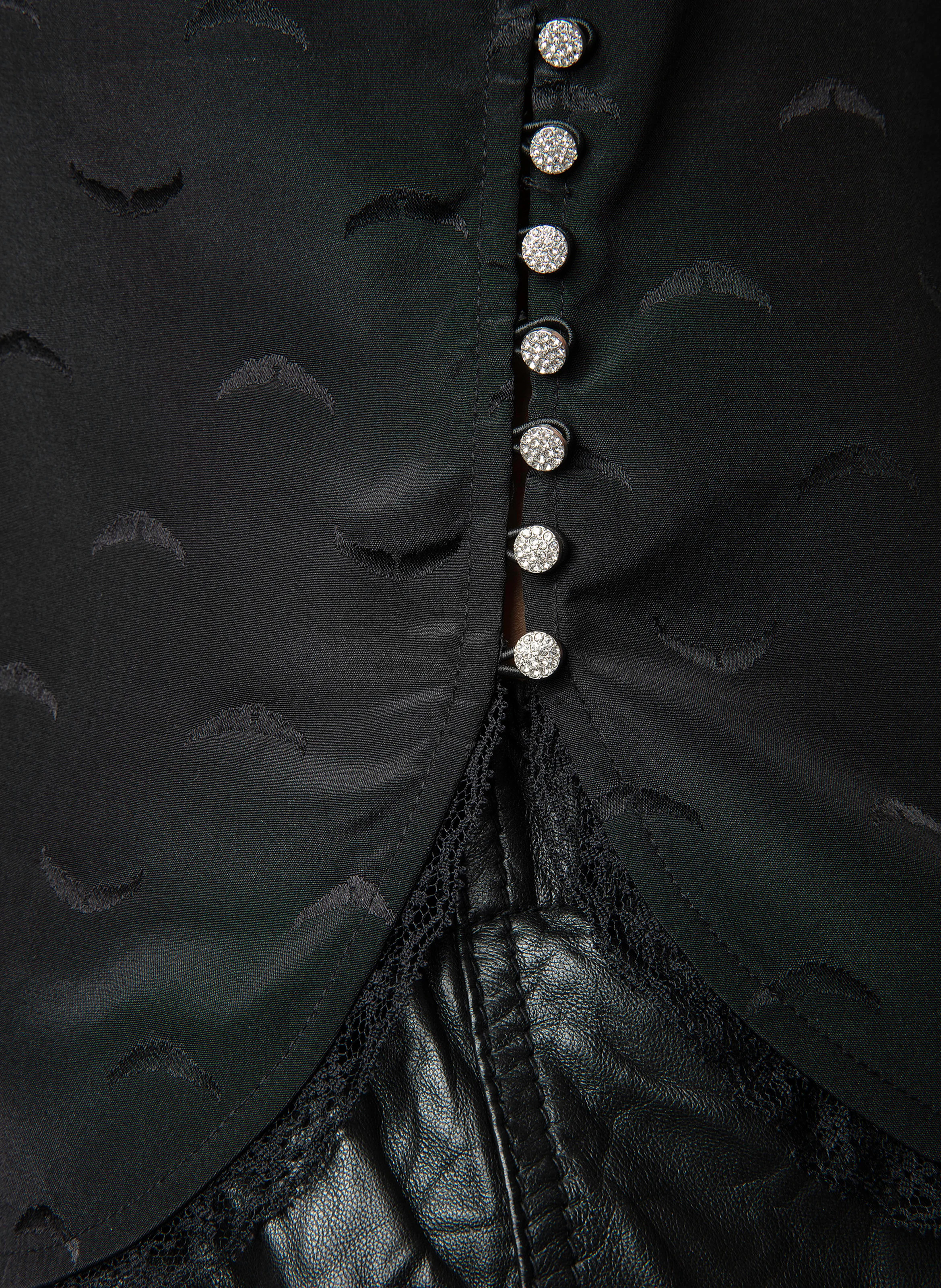 TIFFINY - Chemise col V en soie | Noir