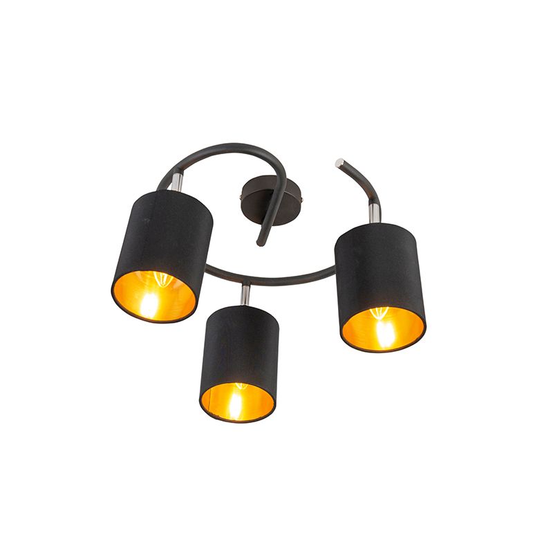 Smart moderne plafondlamp zwart incl. 3 WiFi B35 - Lofty
