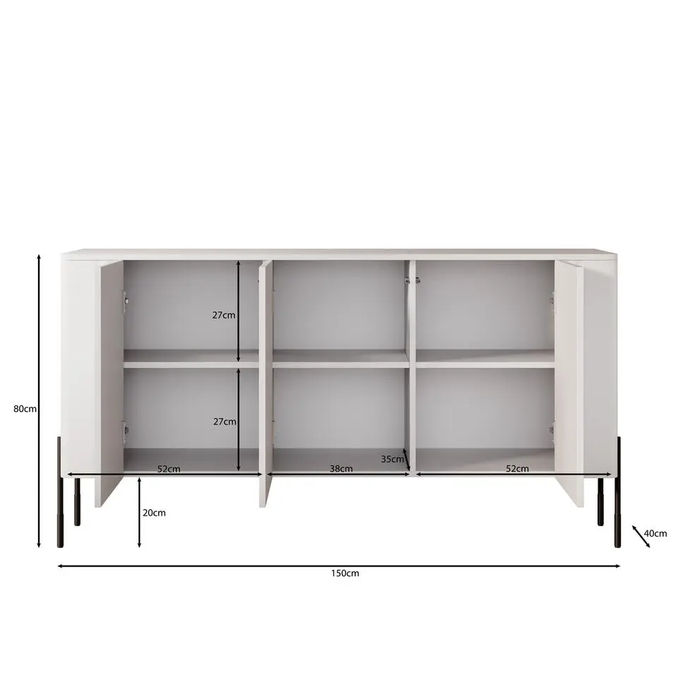 Meubella - Vivi - Dressoir - Wit - 150 cm