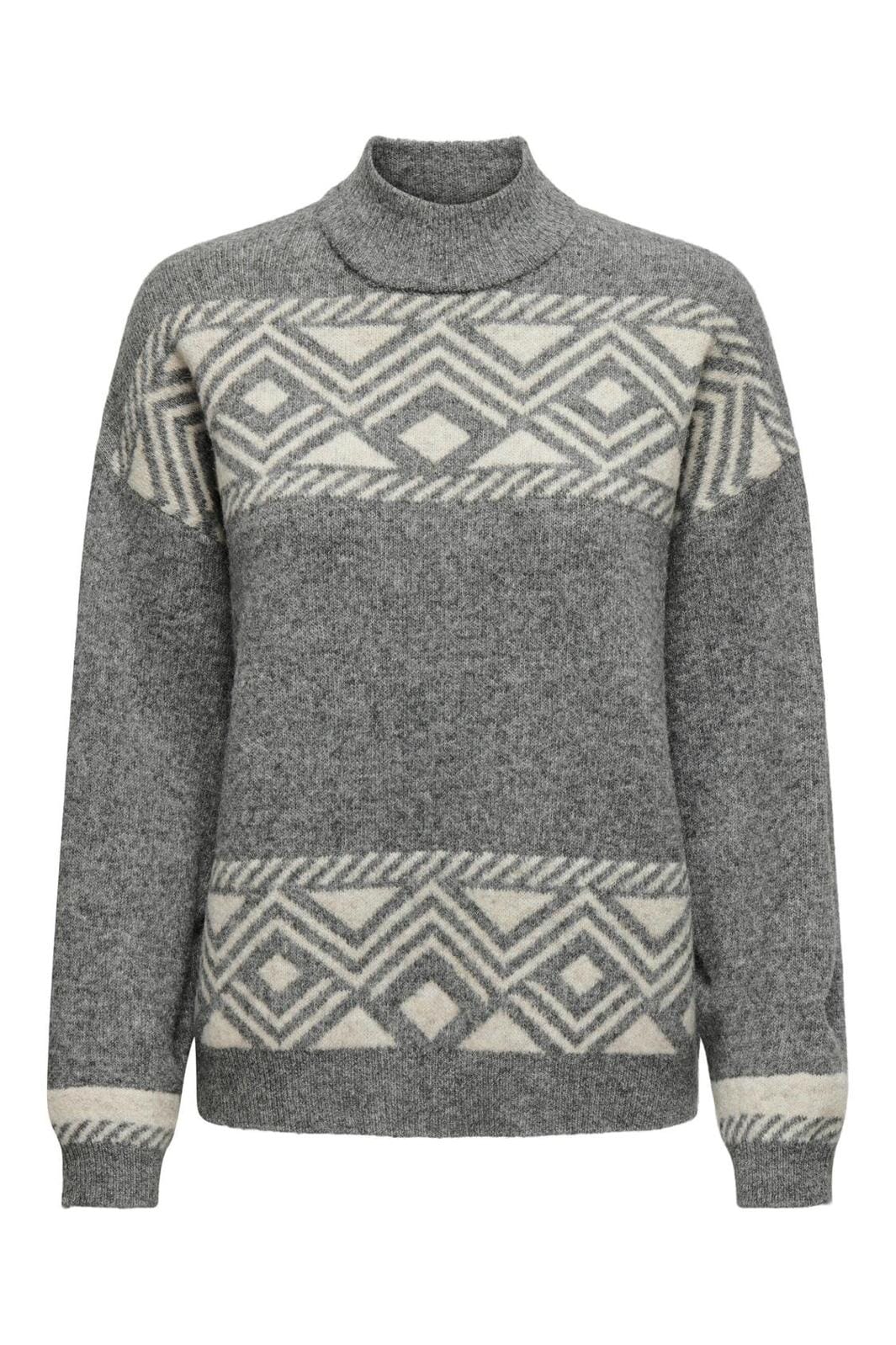 Only Onlvictoria L/S Pullover Knt 4596999 medium grey melange pumice stone jacquard
