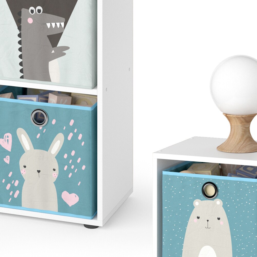 Vicco Kinderregal 4 Fächer inklusive Kinder Faltboxen Bücherregal Aufbewahrungsregal Spielzeug