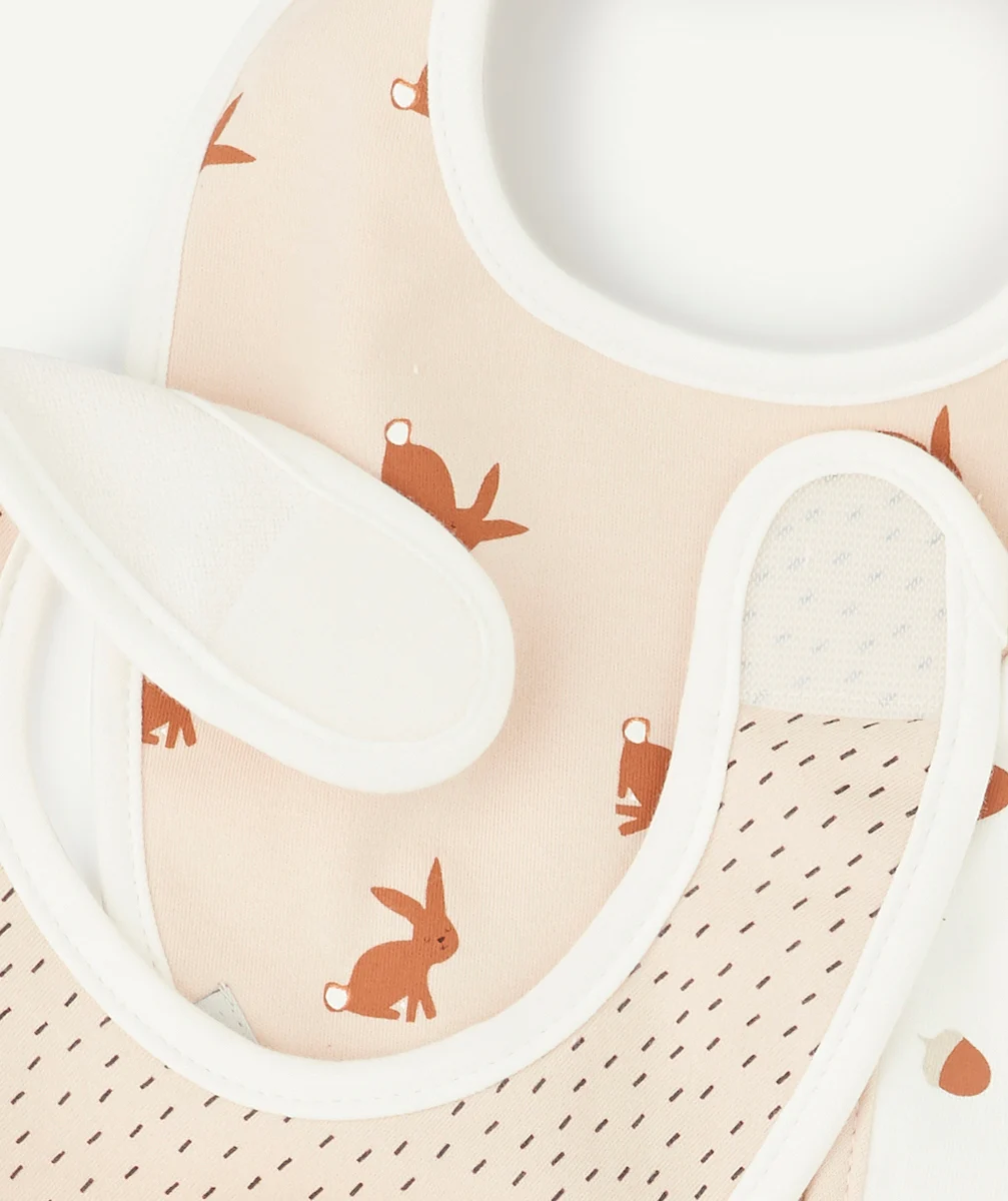 LASSIGLOT DE 5 BAVOIRS EN COTON BIO LAPIN BÉBÉ
