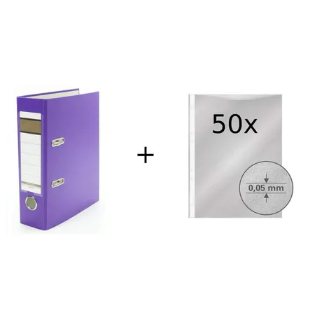 Livepac Office Ordner DIN A5, 75 mm, lila + 50 Prospekthüllen