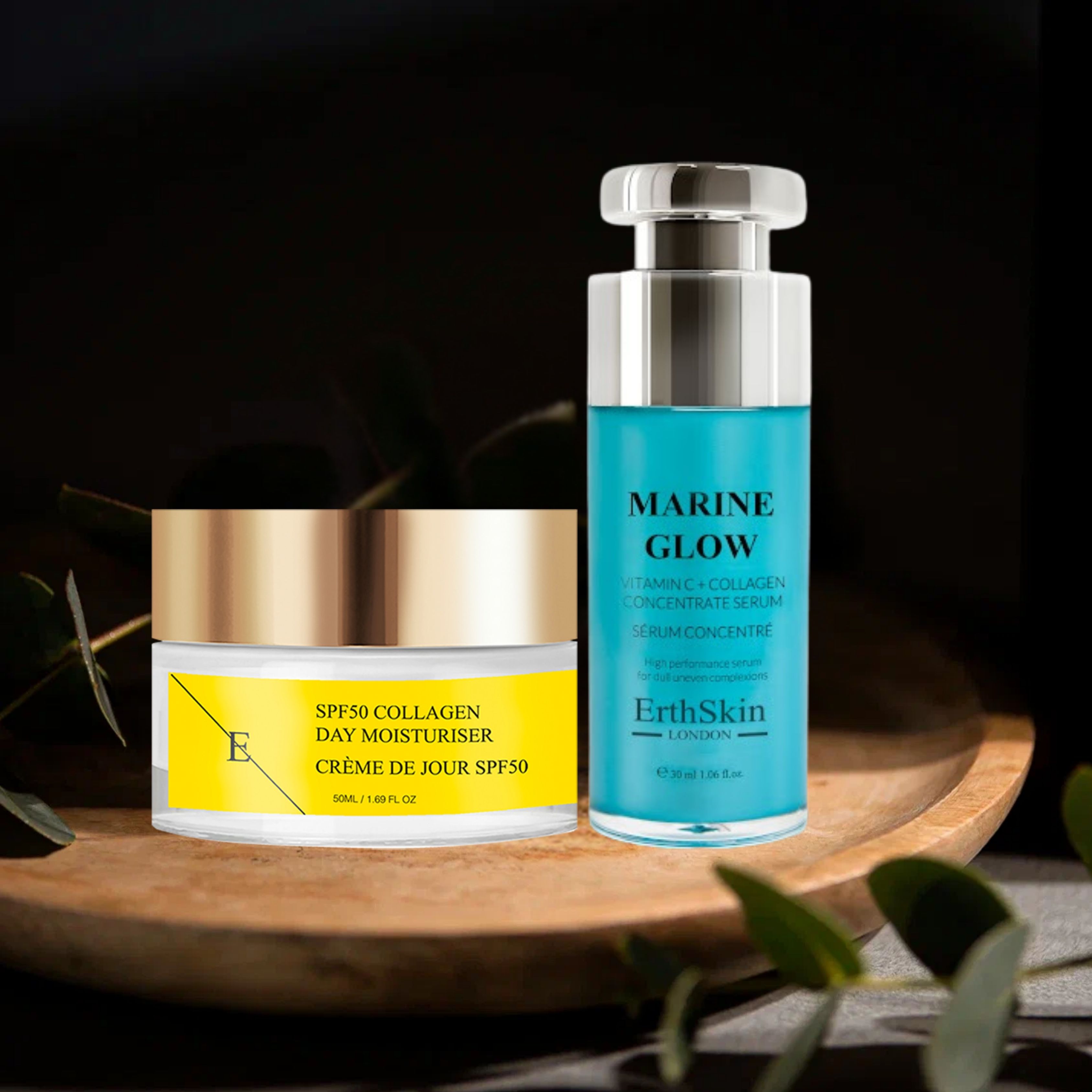 Erth skin london Marine Glow Serum & SPF Tagescreme Set