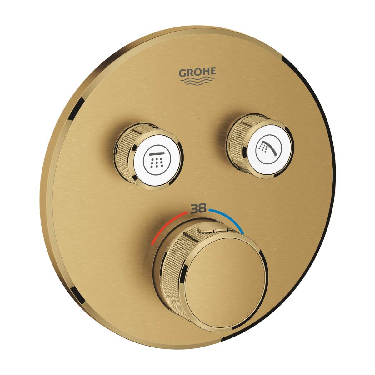 Grohe Grohtherm SmartControl thermostaat met omstel 2-weg rond brushed cool sunrise