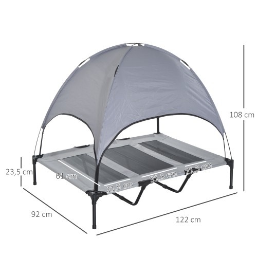 Cama elevada de verão PawHut com dossel cinza para cães