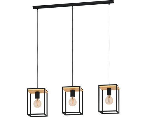 Hanglamp, 3-lichts, HxL 110x88 cm, zwart/bruin
