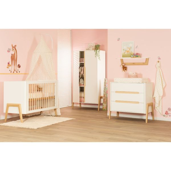 TWF Babykamer Larvik 3-delig Ledikant 60 x 120 - Commode 3 Laden - Hanglegkast
