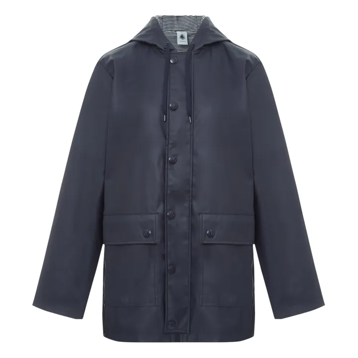 Petit Bateau Ciré Capuche - Collection Femme  | Bleu