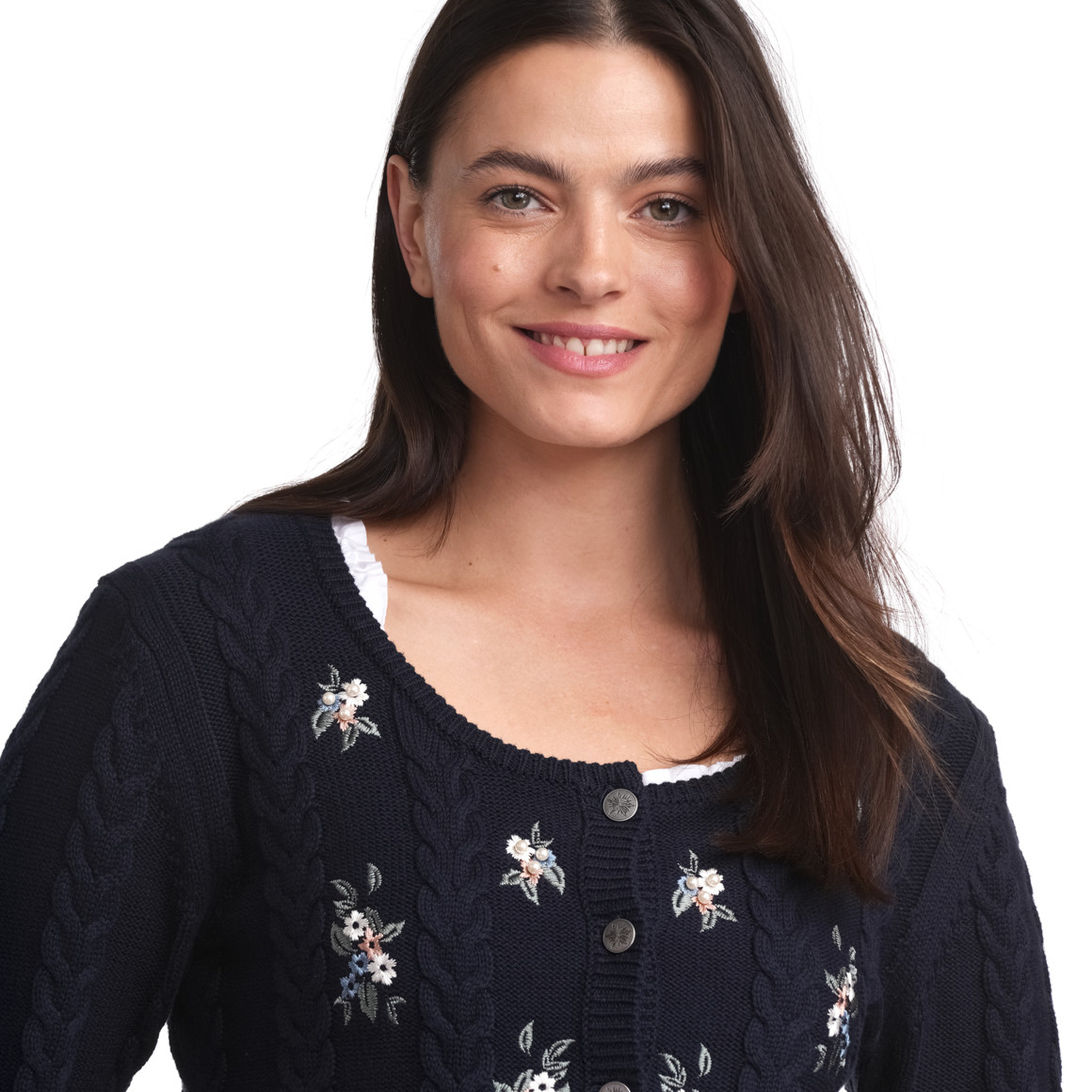 Gina Benotti Damen Strickjacke mit Stickereien dunkelblau