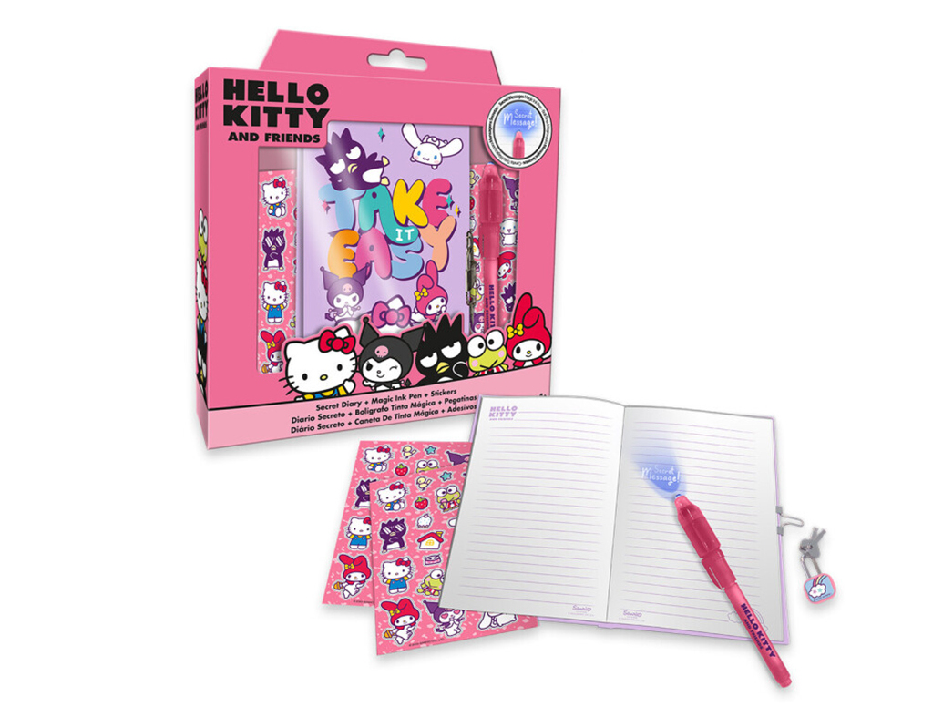 CONJUNTO DIARIO E CANETA MÁGICA DO ART HELLO KITTY AND FRIENDS