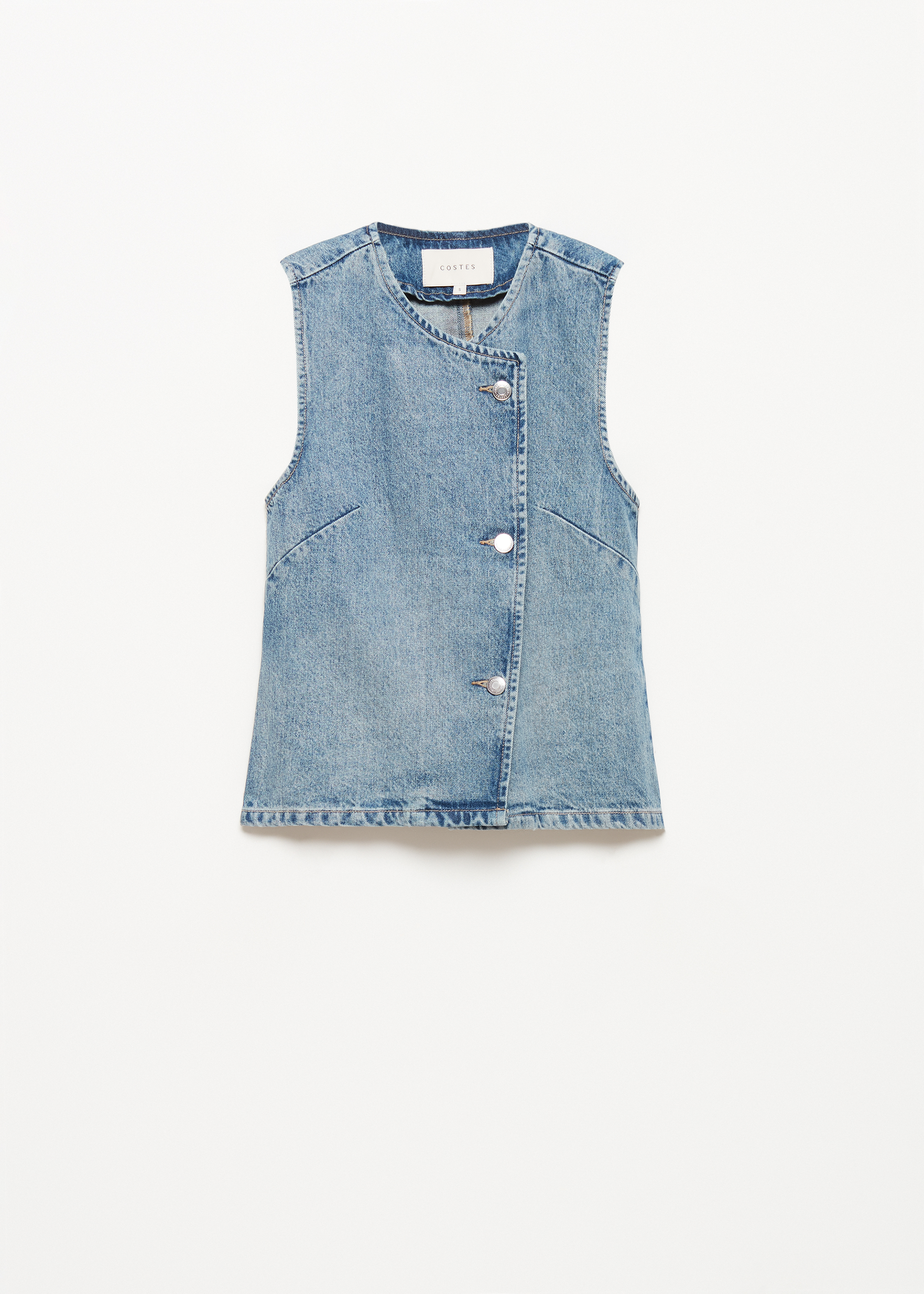 Denim gilet met sierknopen