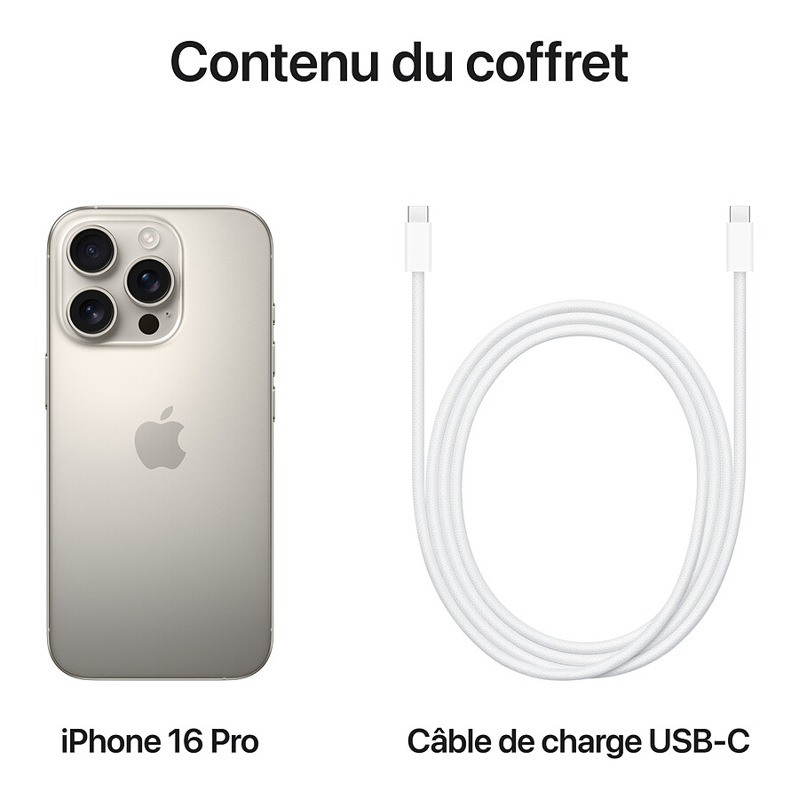 Apple iPhone 16 Pro (Titane naturel) - 128 Go