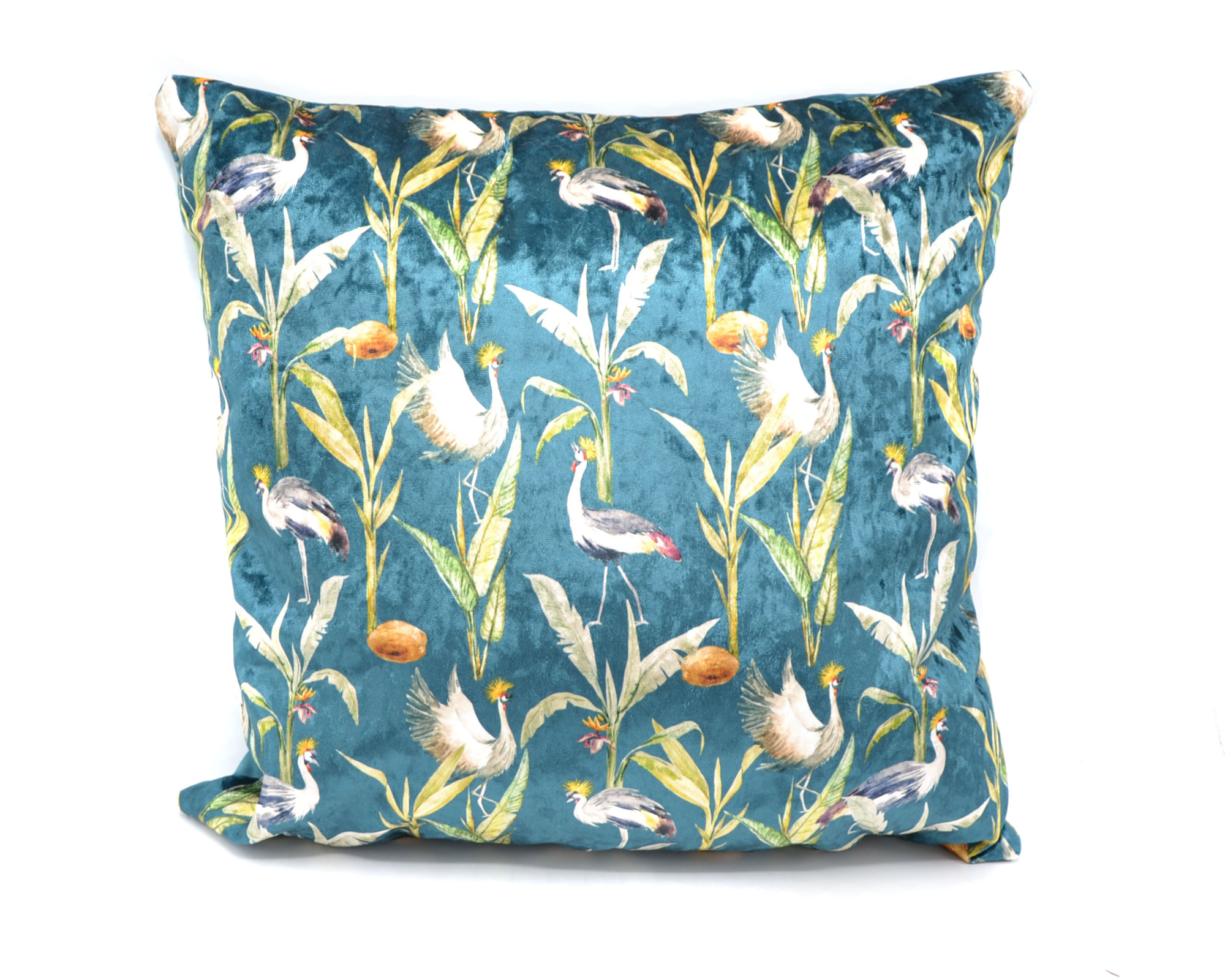 Kussen velvet kraanvogel petrol 45 x 45