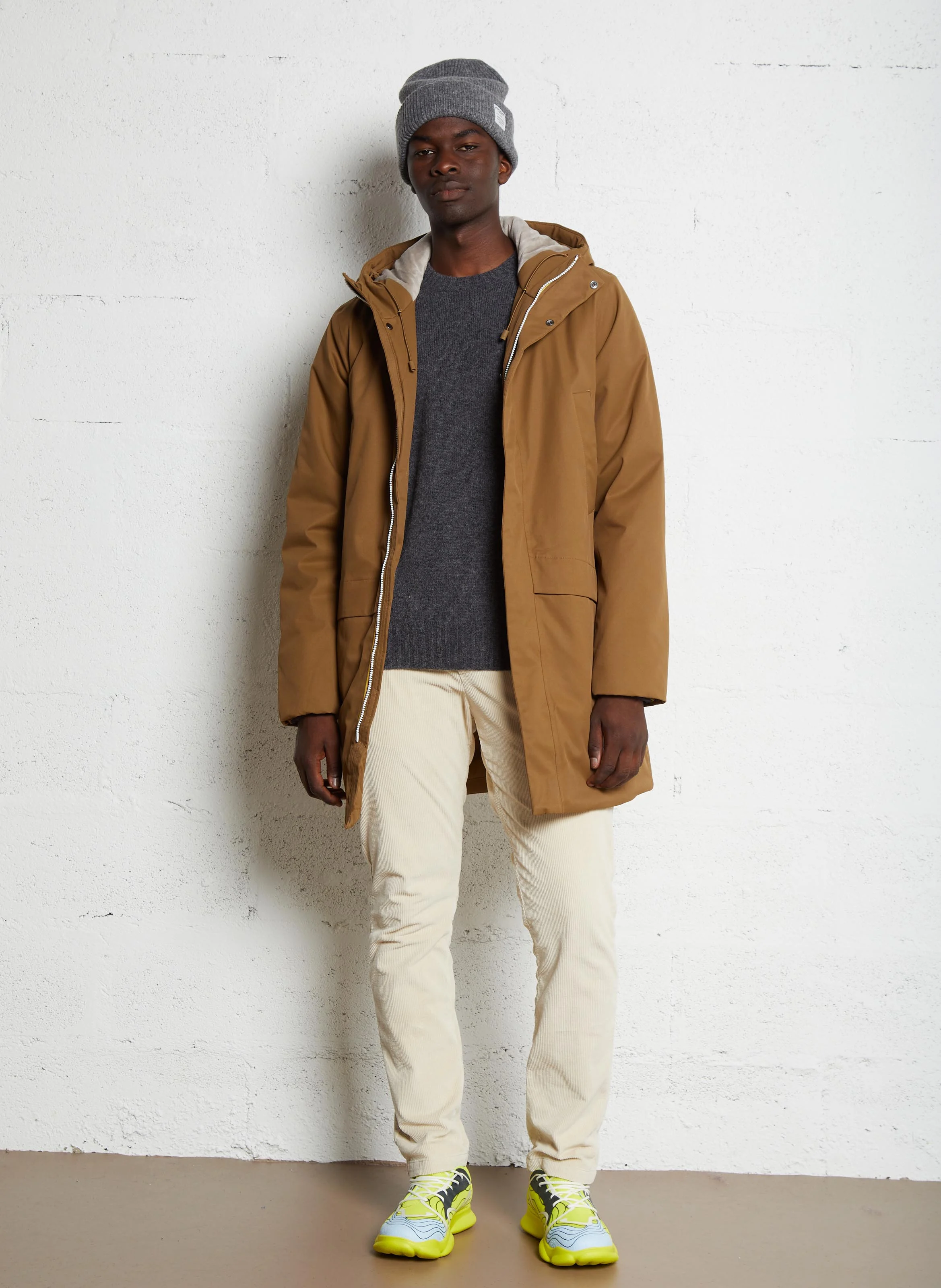 JARNO TWILL MARMOTTA - Veste longue col montant | Marron