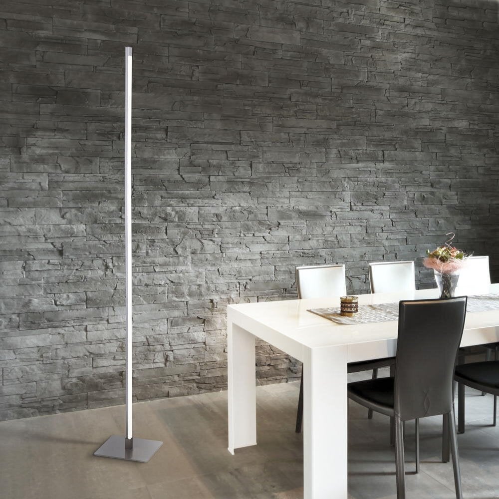 famlights | Alexia LED vloerlamp in zilver, 10,8W, 1200lm, recht