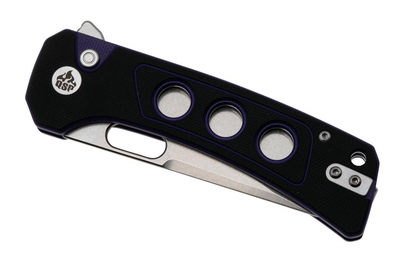 QSP Knife Unicorn QS156-B1 Stonewashed Black Purple G10, zakmes